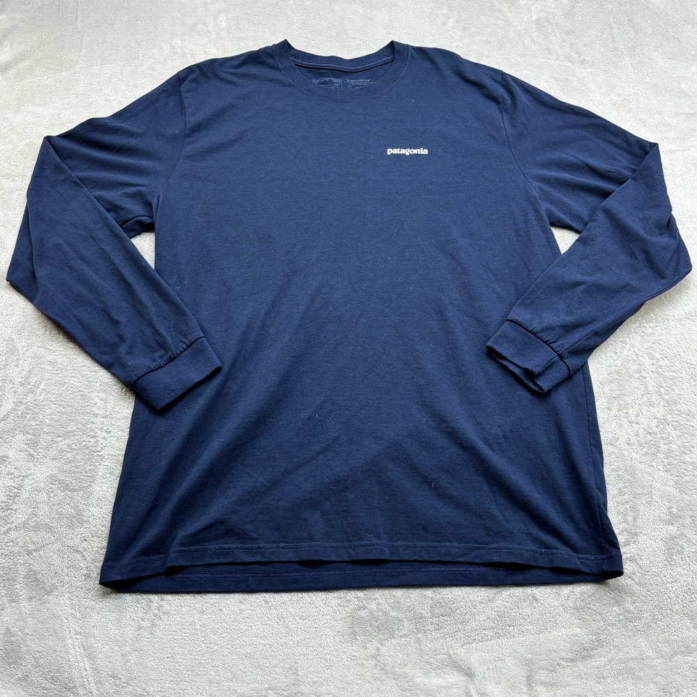 Patagonia Long Sleeve Shirt Women XL Navy Blue Responsibili-Tee Gorpcore Hiking